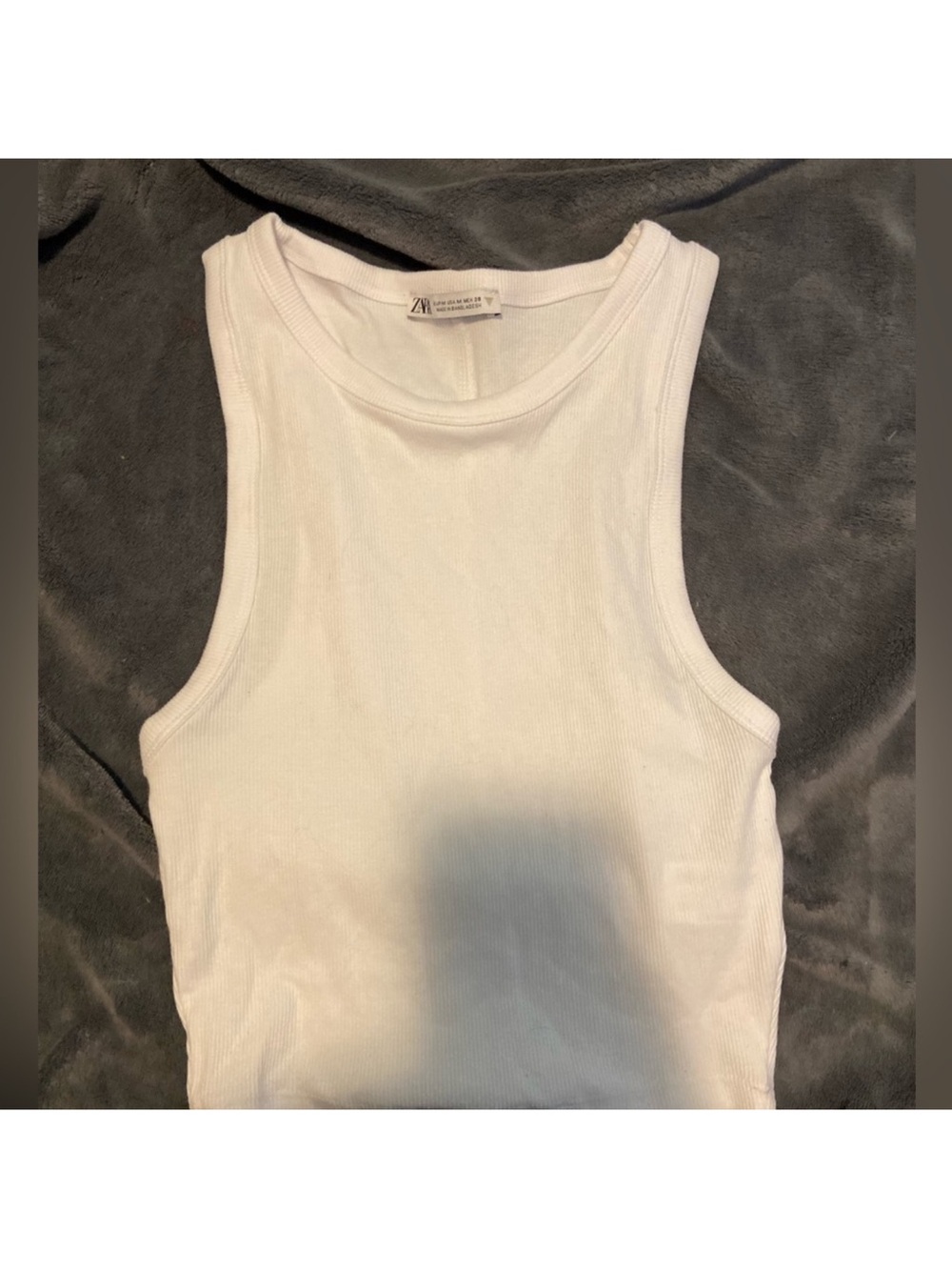 White Ribbed Tank Top